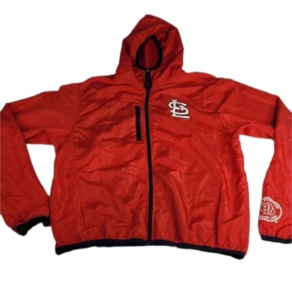 XL ST LOUIS CARDINALS RED NAVY BLUE WIND BREAKER LIGHTWEIGHT JACKET extra large - Picture 1 of 13